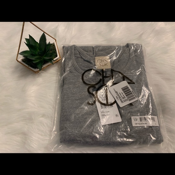 Chaser Streaky Grey Puff Sleeve Smocked Waist Shirt Dress Size Large - Picture 3 of 5